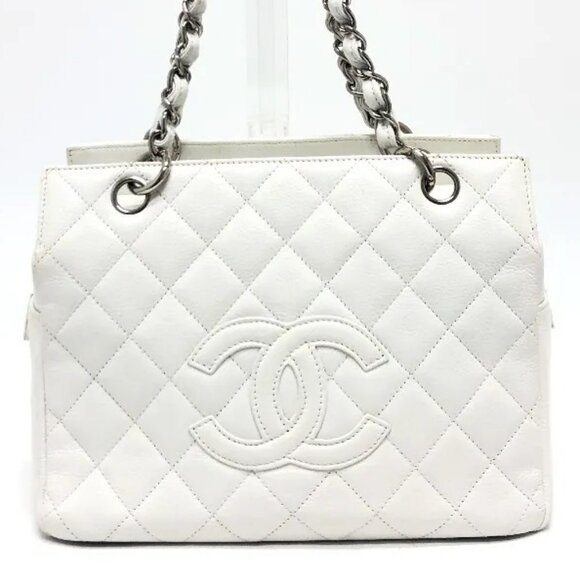 Authentic CHANEL Caviar Petite Timeless Shopper Tote Quilted Shoulder Bag Ivory - Picture 1 of 16